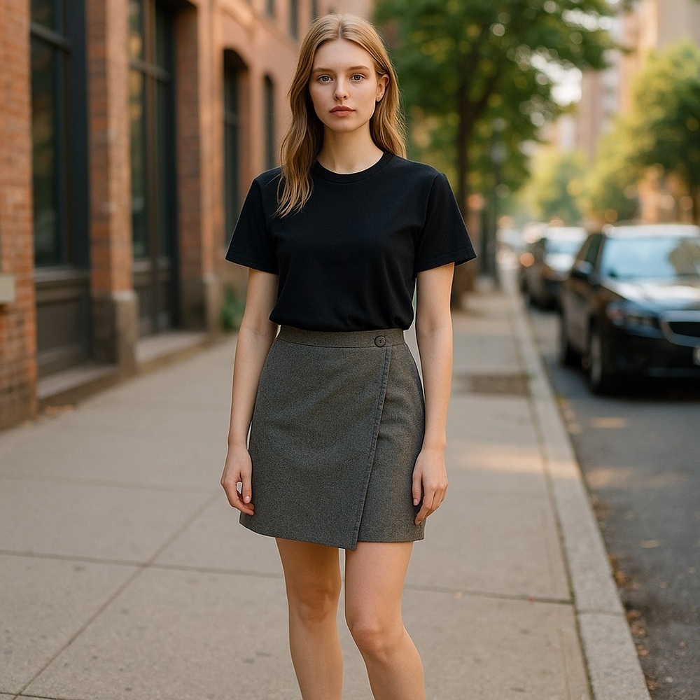Vintage GAP Gray Wool Mini Wrap Skirt Size 6